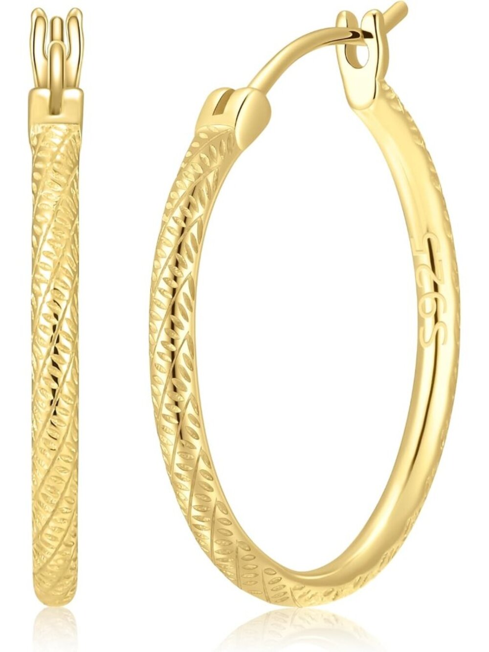 Dainty 14K Gold Plated Hoop Earrings for Women, Engraved & Trendy, Multiple